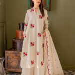 Ivory Floral Embroidered Kurta Set with Dupatta