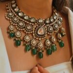 Royal Kundan Choker Necklace with Emerald Green Beads