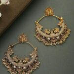 Antique Gold Plated Peacock Motif Temple Jhumka Hoops